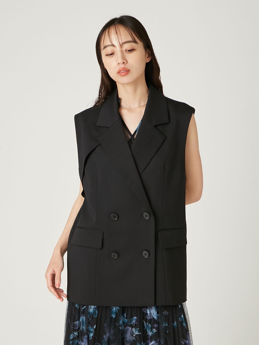 ビビィ Bibiy. トレンチ ベスト　ジレ　2way フリンジ　アシンメトリー ビビィ Bibiy. トレンチ ベスト ジレ 2way フリンジ アシンメトリー
