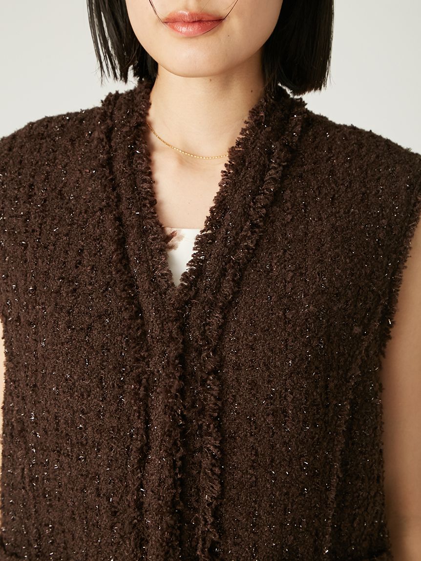 ラメツイードノーカラージレ(ベスト・ジレ)｜アウター｜FRAY I.D