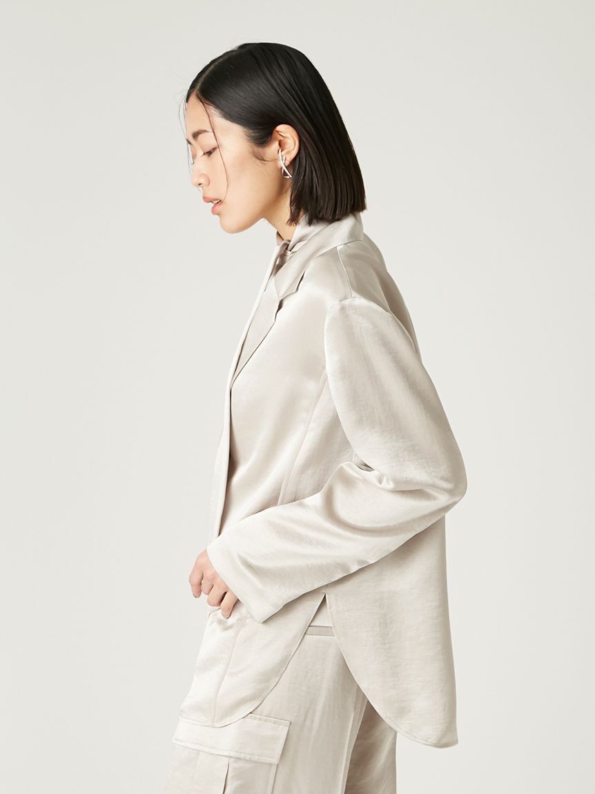 hholicサテンシャツ　ジャケット　アイボリー satin shirt jacket – hholic