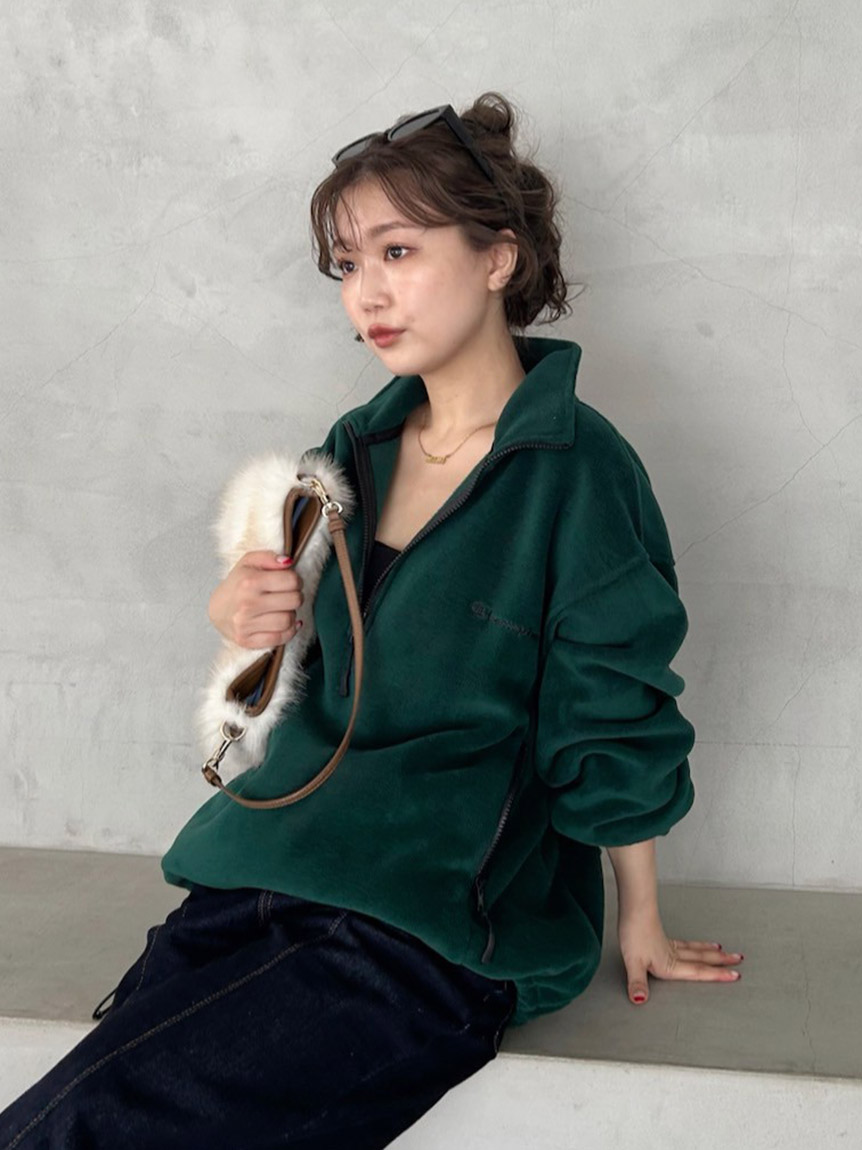 FRAY I.D｜Champion】フリースハーフジッププルオーバー(プルオーバー