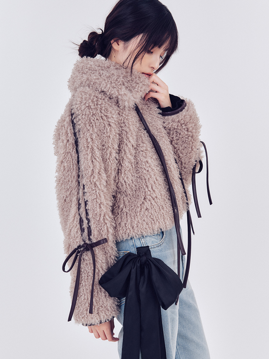 リボンボアファージャケット(ブルゾン)｜アウター｜FRAY I.D（フレイ