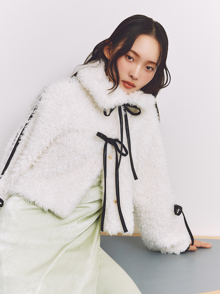 リボンボアファージャケット(ブルゾン)｜アウター｜FRAY I.D（フレイ