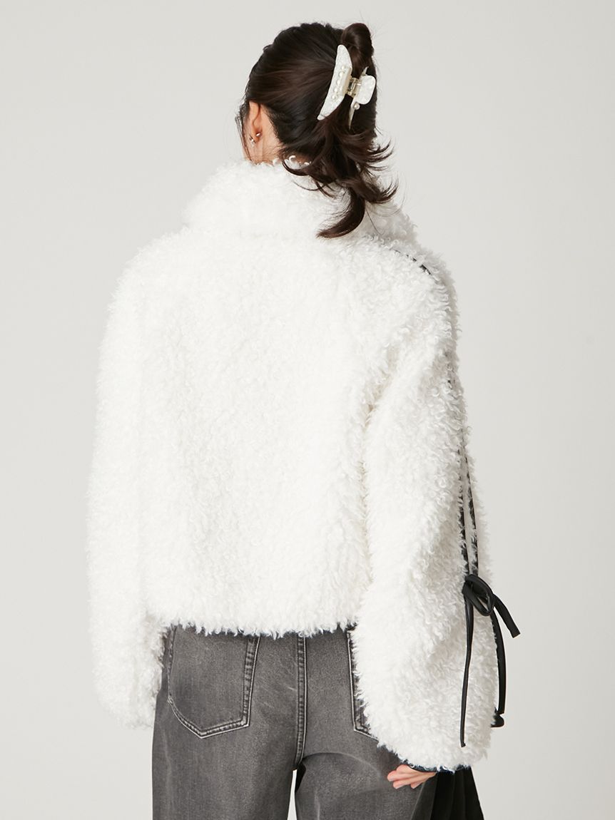 eimy ファー ジャケット リボン アイボリー エイミーイストワール EIMY ISTOIRE French poodle fur リボン