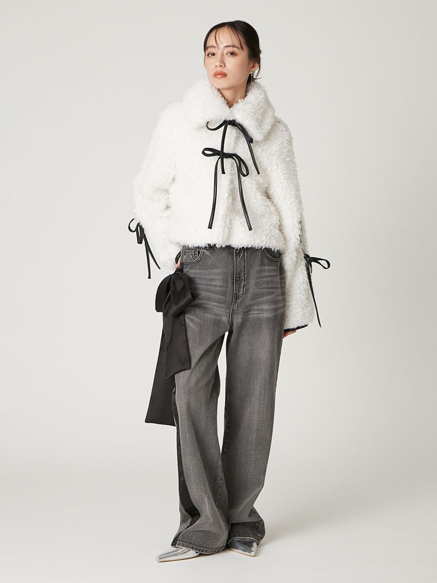 リボンボアファージャケット(ブルゾン)｜アウター｜FRAY I.D（フレイ