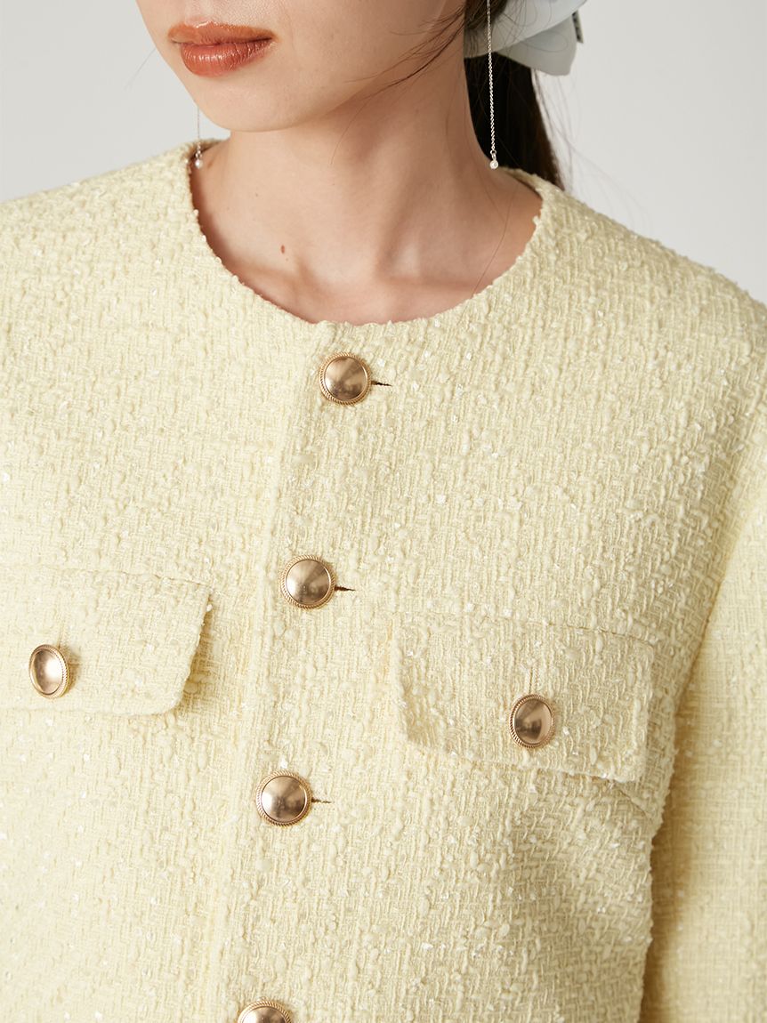 COCUCA クロップド ツイードジャケット THE STORE by C'(ザ ストア バイシー)｜【COCUCA】ツイードVネック