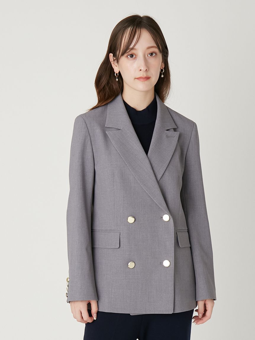 ダブルブレストシンプルジャケット／ウォッシャブル(ジャケット