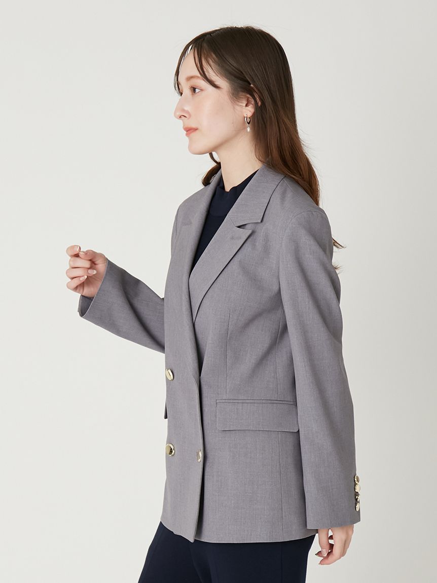 ダブルブレストシンプルジャケット／ウォッシャブル(ジャケット