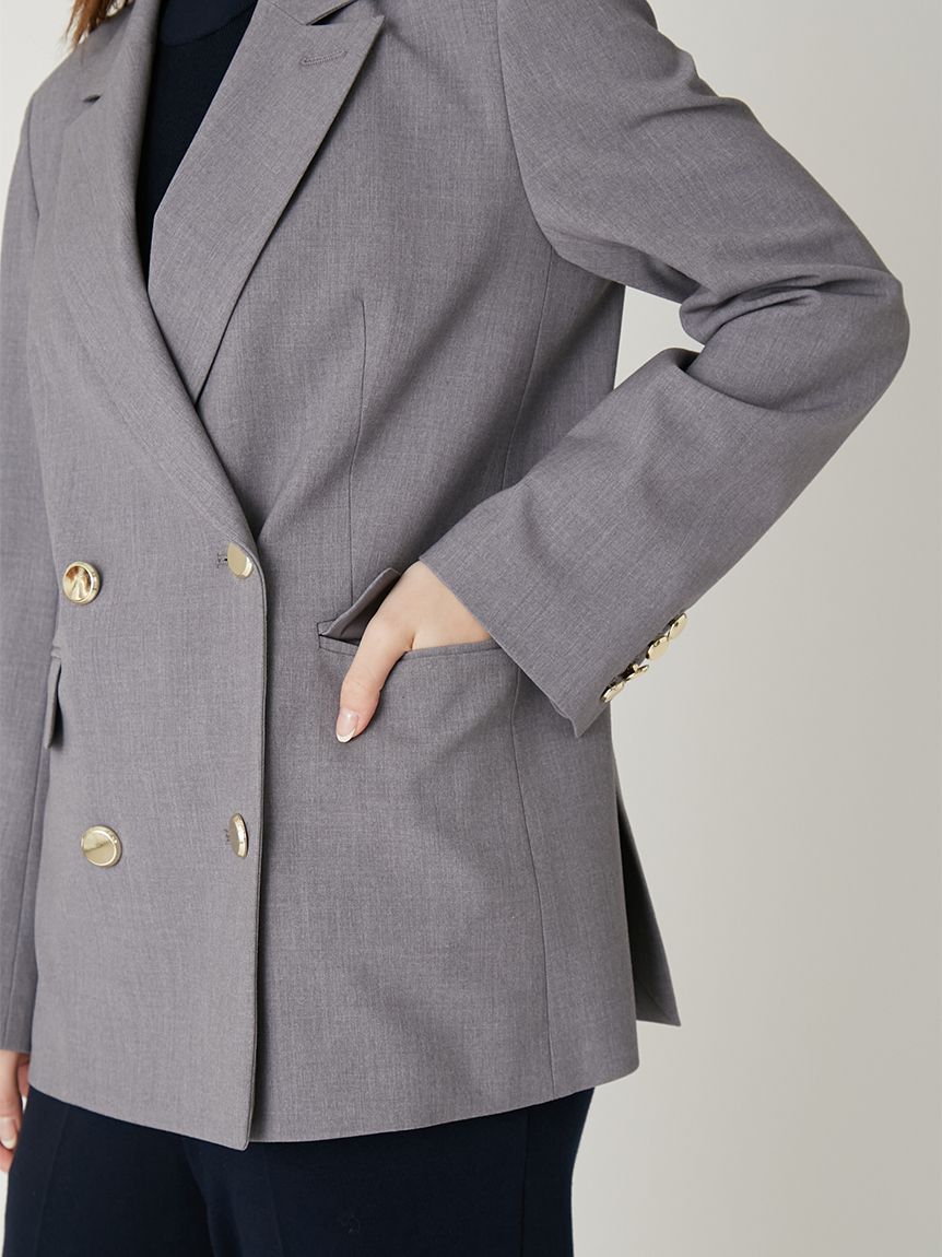 ダブルブレストシンプルジャケット／ウォッシャブル(ジャケット