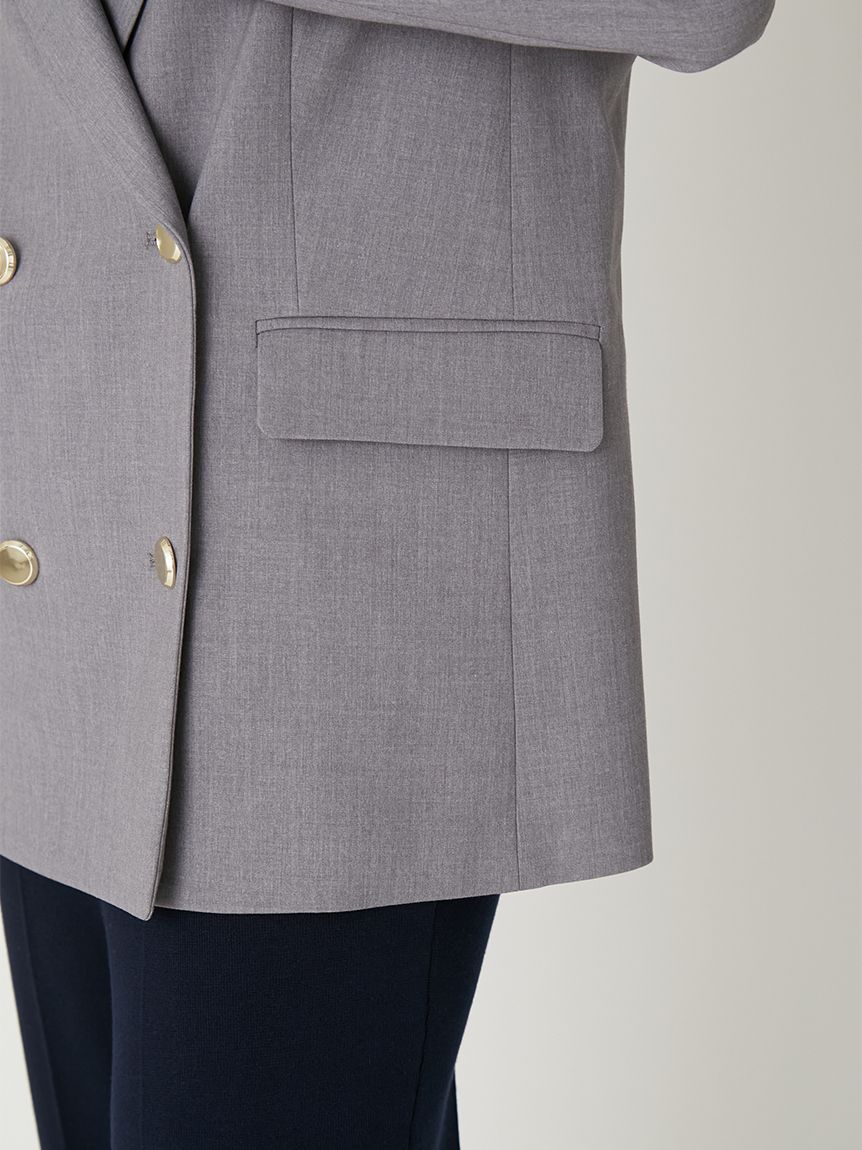 ダブルブレストシンプルジャケット／ウォッシャブル(ジャケット