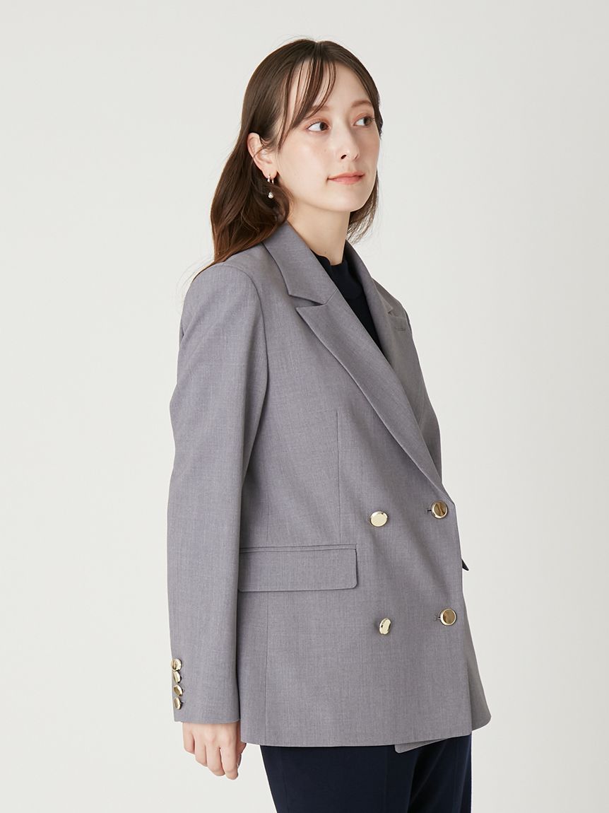 ダブルブレストシンプルジャケット／ウォッシャブル(ジャケット