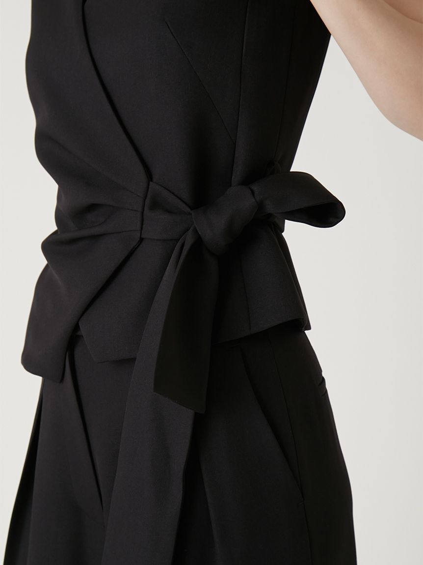 FRAYI.D フレイアイディー ノットデザインペプラムジレ 水色 ノットデザインペプラムジレ／ウォッシャブル・UVカット・防シワ