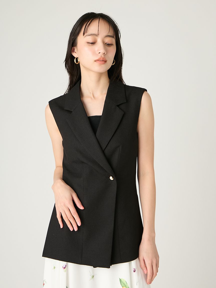 【新品】 OHGA 3way VEST ジレ　ブラウス 2wayシェイプジレ／ウォッシャブル・防シワ(ベスト・ジレ)｜アウター