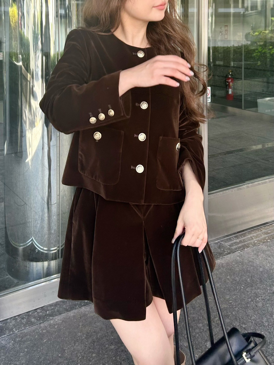 WEB限定】ノーカラージャケット＆ショートパンツセット(ノーカラー