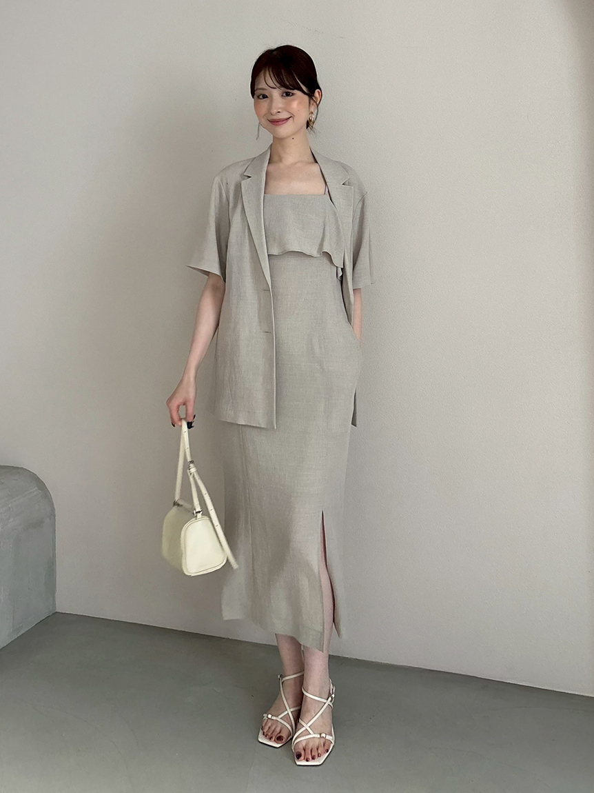 FRIDA ストレートトレンチスタイル ワンピース 00サイズ】2wayサテンストライププリントワンピース(マキシ