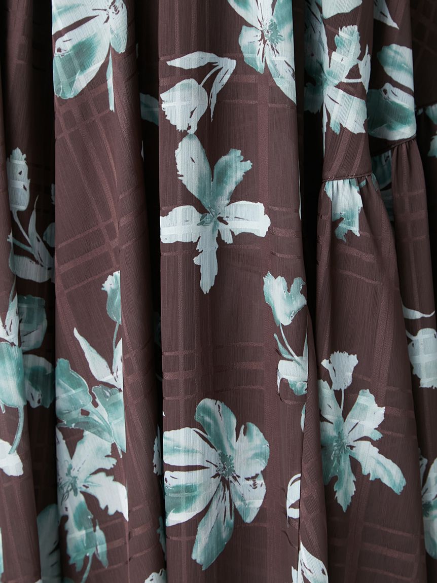 FRAY I.D フレイアイディー カシュクール フラワー ロングワンピース フラワープリントカシュクールワンピース／接触冷感（マキシ丈