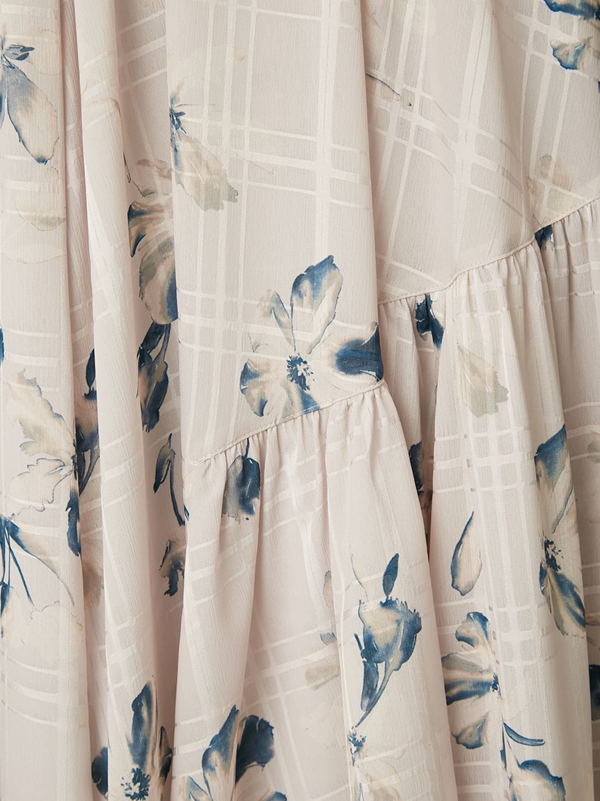 【新品】FRAY I.D　フラワープリントカシュクールワンピース フラワープリントカシュクールワンピース／接触冷感（マキシ丈