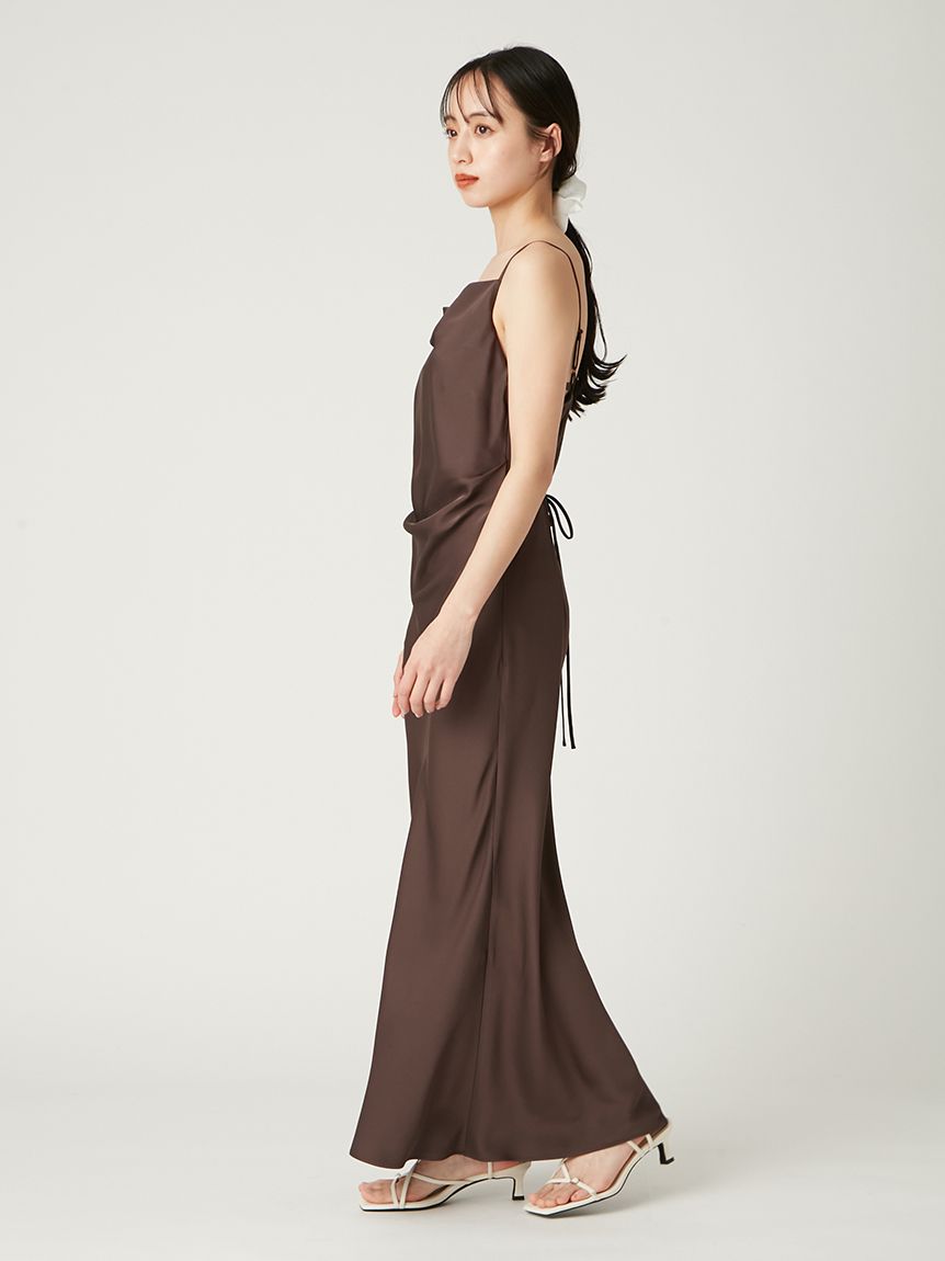 ドレープサテンキャミワンピース／ウォッシャブル(マキシ