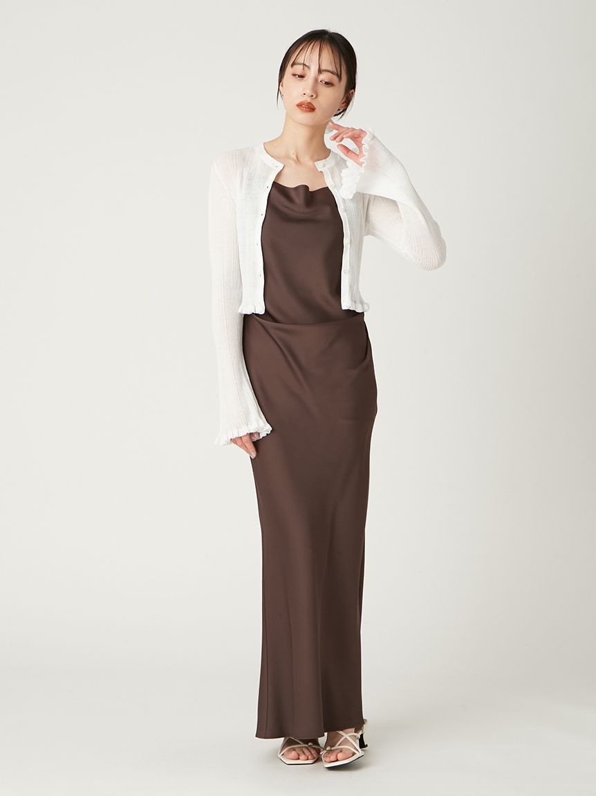 ドレープサテンキャミワンピース／ウォッシャブル(マキシ