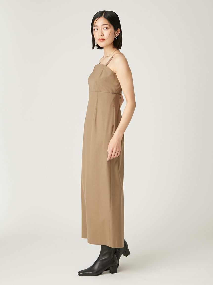 MAXMARA●FERVIDA リネンビスチェ ストライプミディ丈ワンピース ビスチェセパレートワンピース(マキシ・ロングワンピース