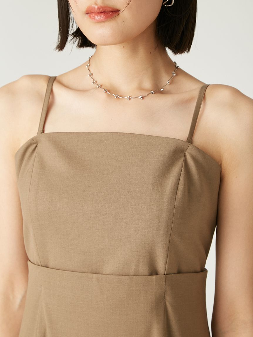 MAXMARA●FERVIDA リネンビスチェ ストライプミディ丈ワンピース ビスチェセパレートワンピース(マキシ・ロングワンピース