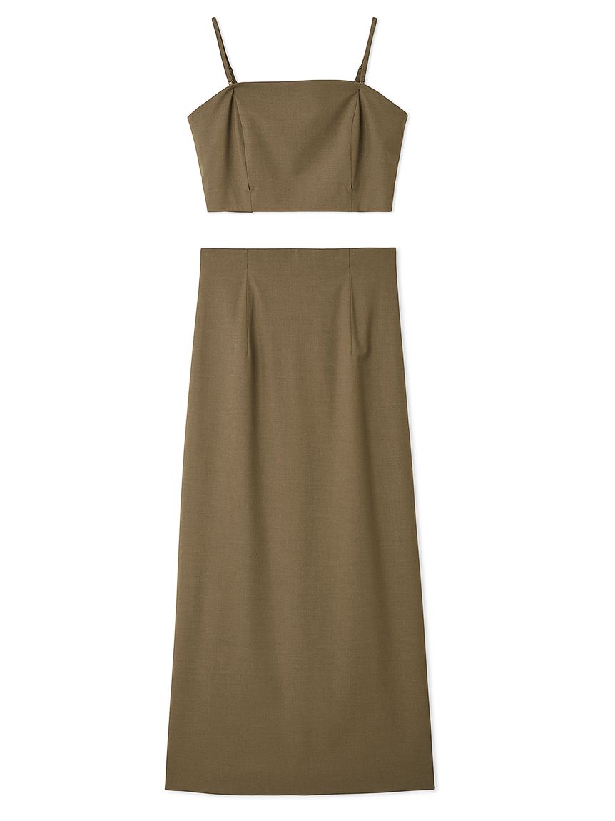 MAXMARA●FERVIDA リネンビスチェ ストライプミディ丈ワンピース ビスチェセパレートワンピース(マキシ・ロングワンピース