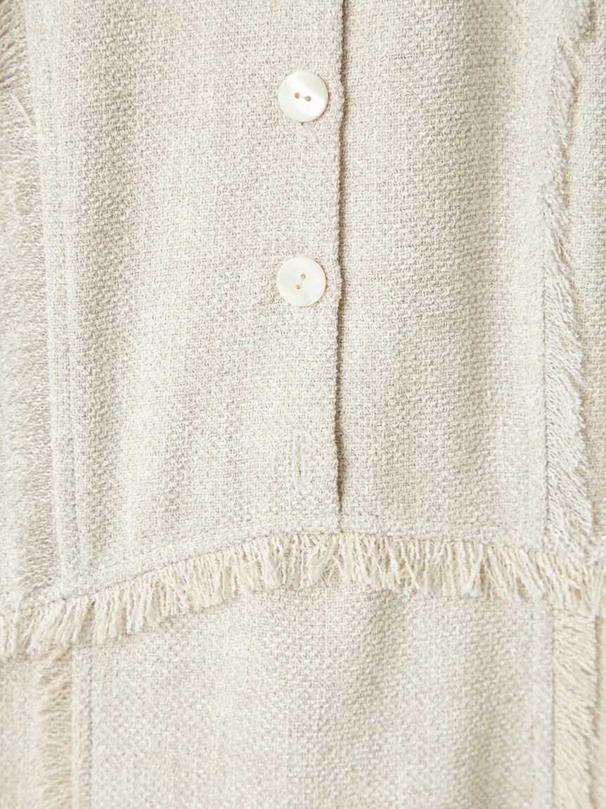 極美品✨　フレイアイディー ロングワンピース　ツイード　フリンジ 00サイズ】フリンジデザインツイードポロワンピース(マキシ