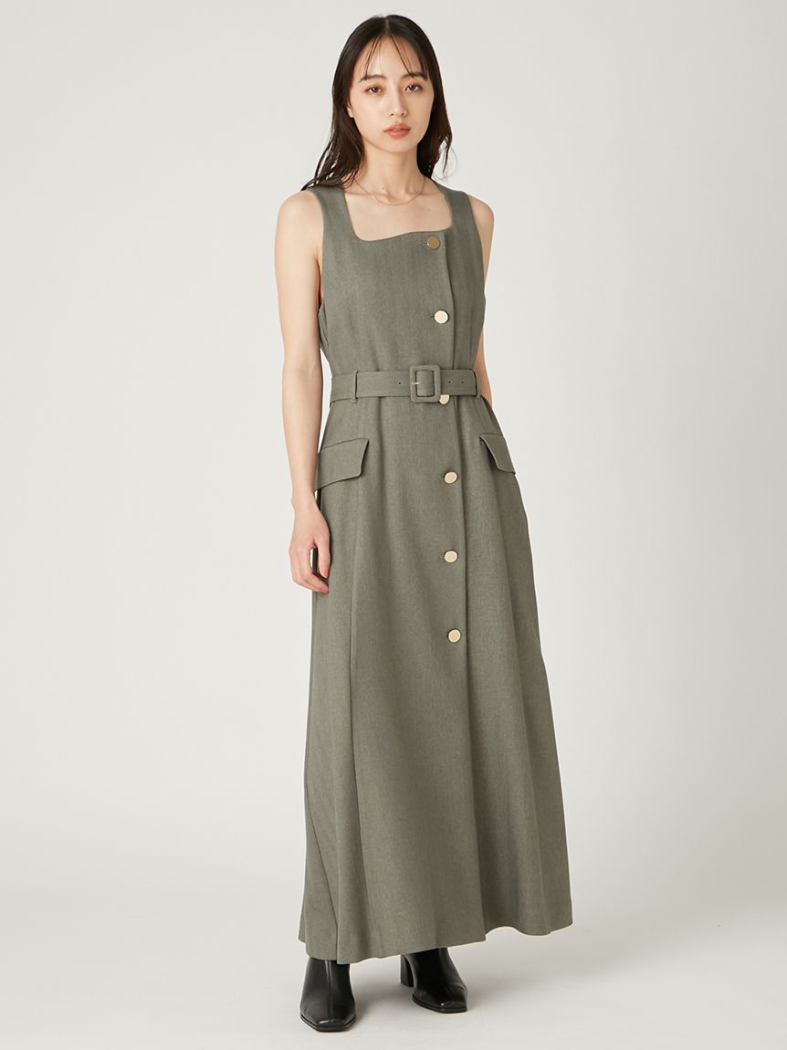 ダブルヘリンボーンジレワンピース(マキシ・ロングワンピース