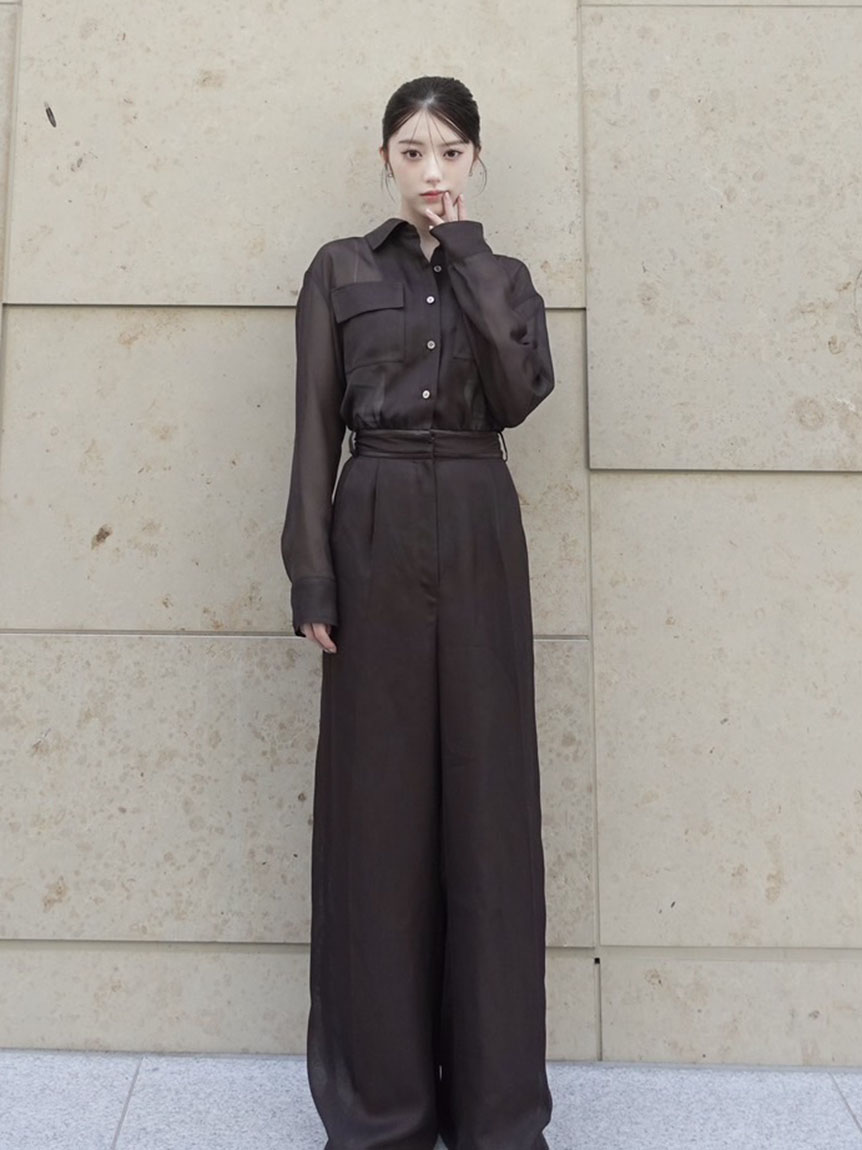 セミシアーレザートリムオールインワン(オールインワン)｜ワンピース