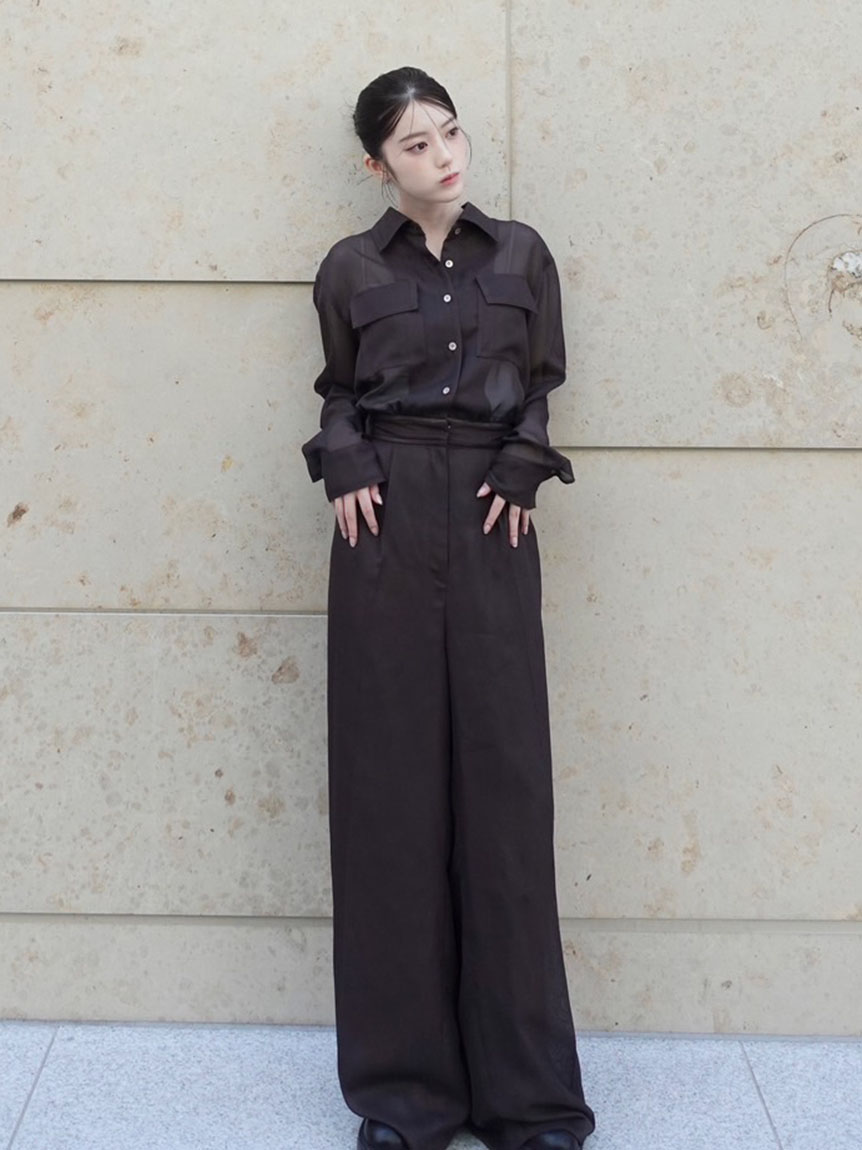 セミシアーレザートリムオールインワン(オールインワン)｜ワンピース