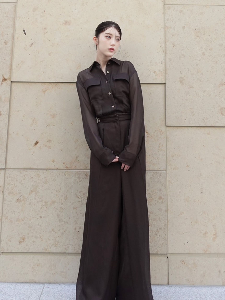 FRAY I.D フリル付きオールインワン グレー　サイズ0 セミシアーレザートリムオールインワン(オールインワン)｜ワンピース