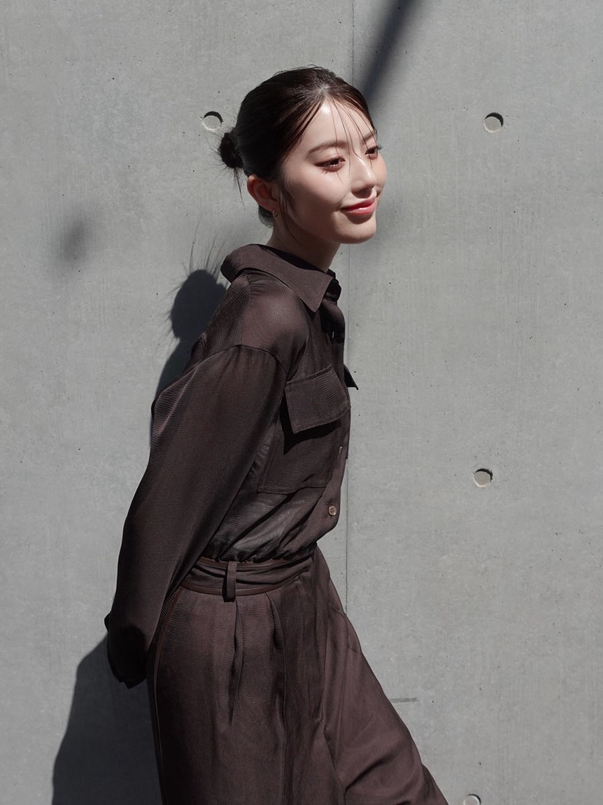 セミシアーレザートリムオールインワン(オールインワン)｜ワンピース