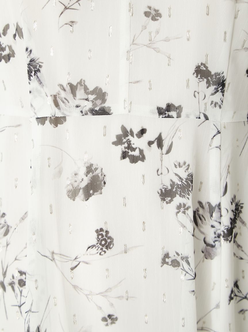 デザインボウタイシアープリントワンピース(マキシ・ロングワンピース