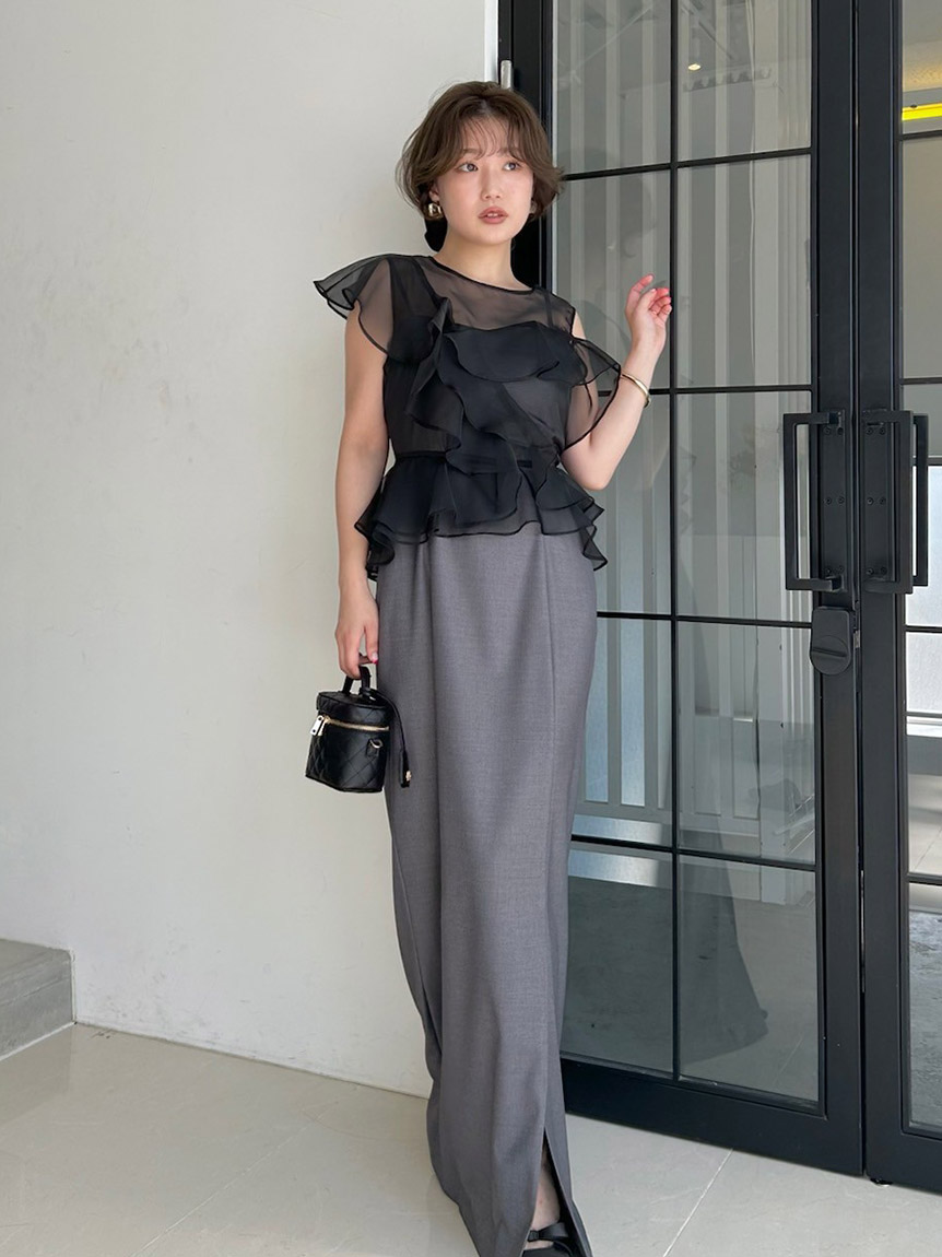 FRAY I.D アシメラッフルサテンドレス ブラック 1 アシメラッフルサテンドレス FRAY I.D - メルカリ