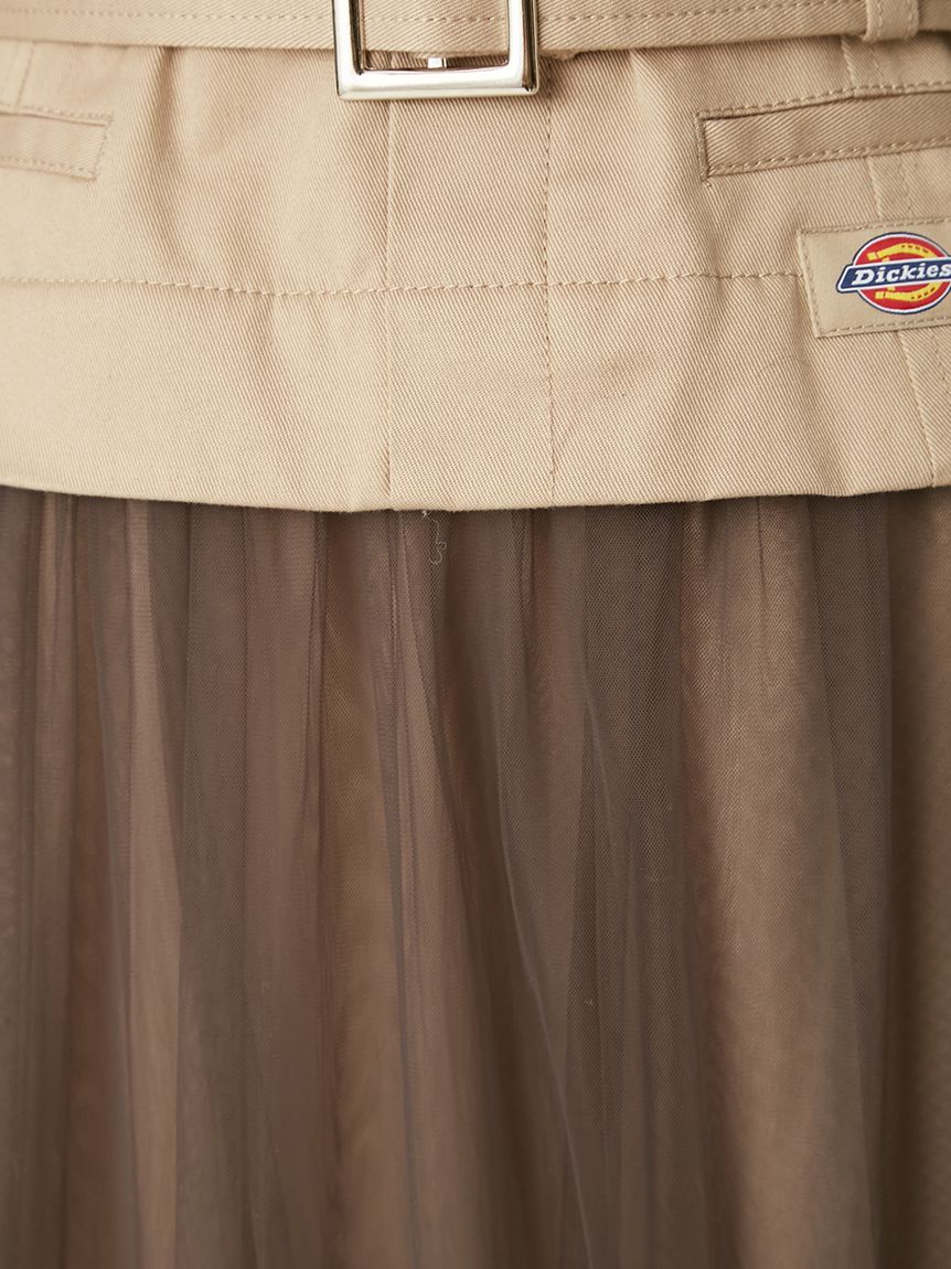 新品タグ付き　【FRAY I.D｜Dickies】チュールコンビジャンパードレス FRAY I.D｜Dickies】チュールコンビジャンパードレス(マキシ