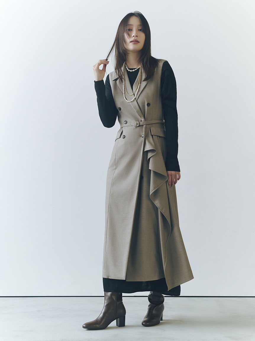 ダブルブレストアシメデザインワンピース(マキシ・ロング