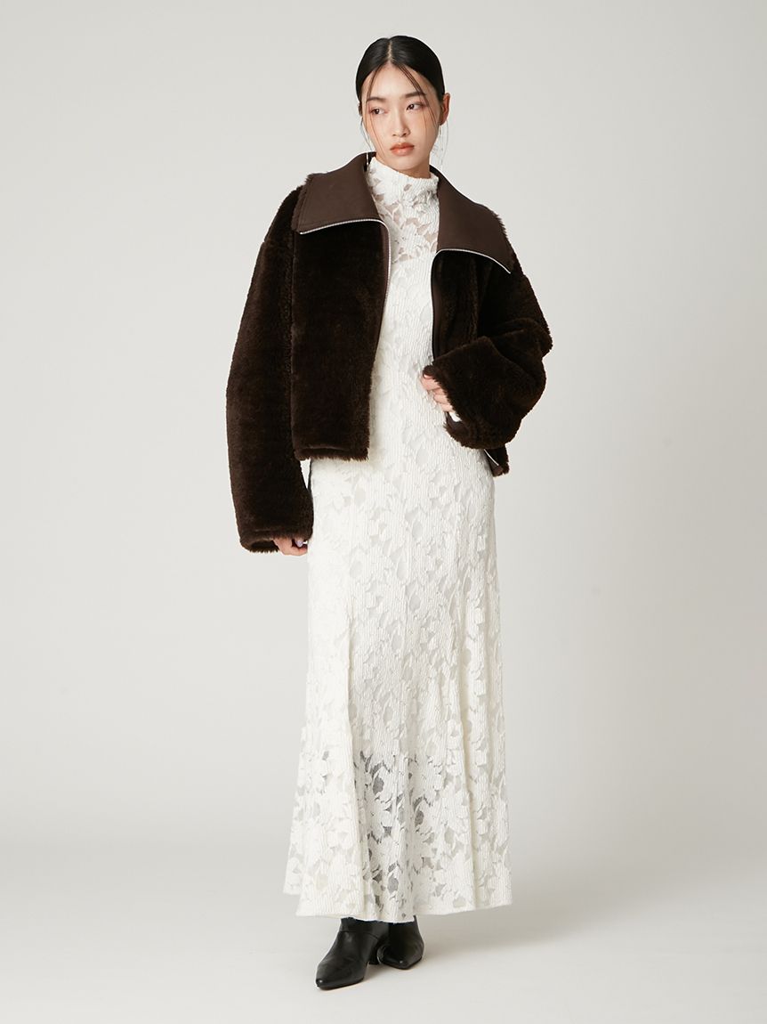 フラワーストレッチレースワンピース(マキシ・ロングワンピース