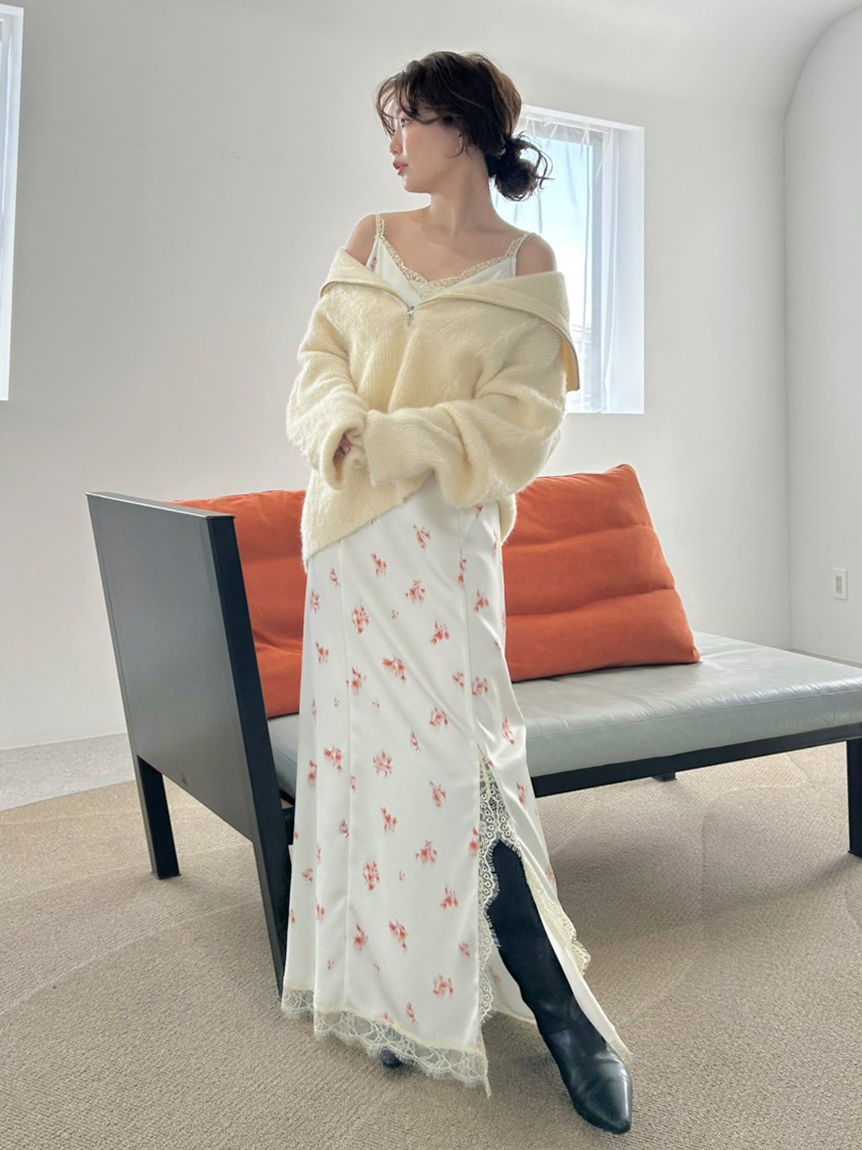 WEB限定カラー]レーストリムキャミワンピース(マキシ・ロング