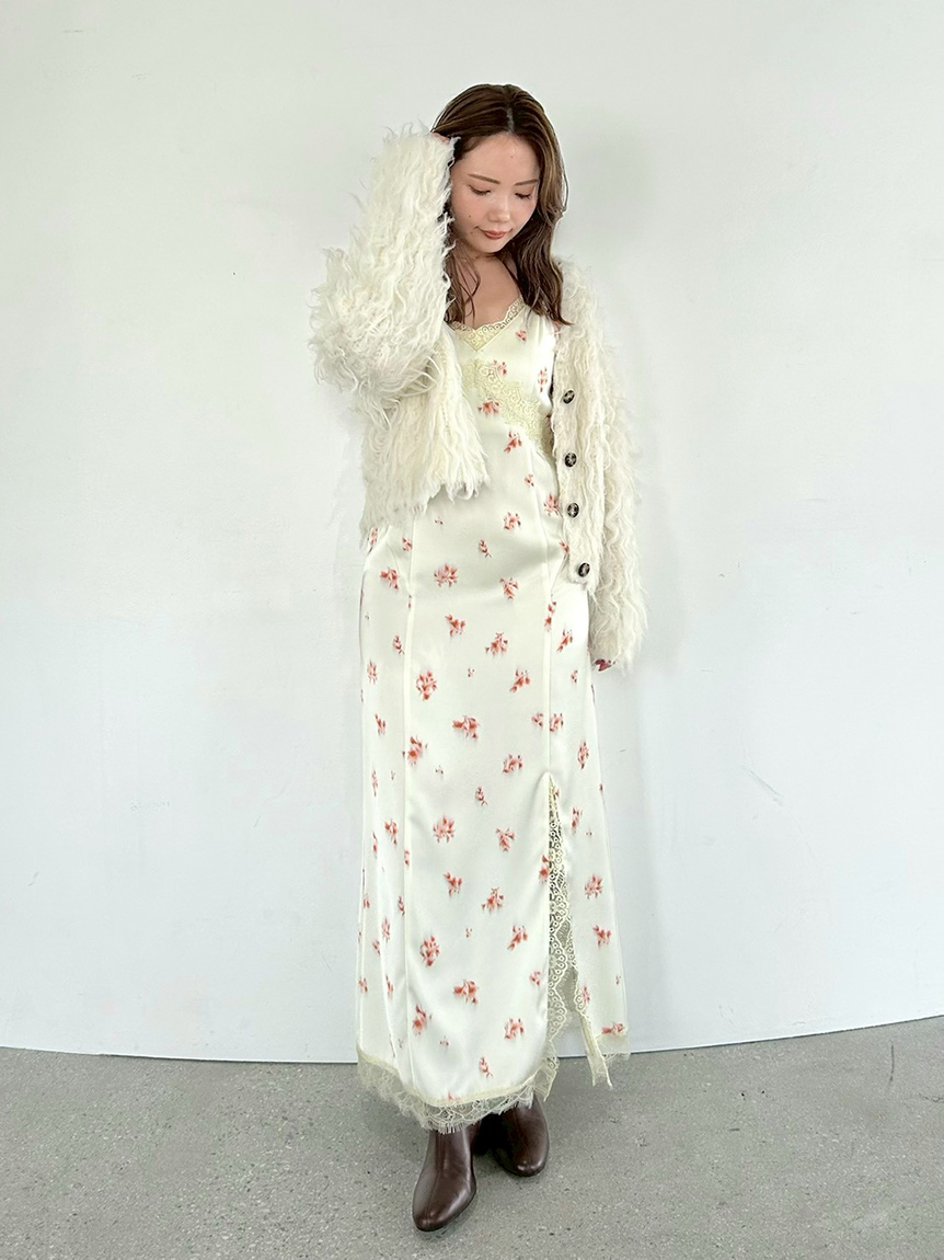 WEB限定カラー]レーストリムキャミワンピース(マキシ・ロング