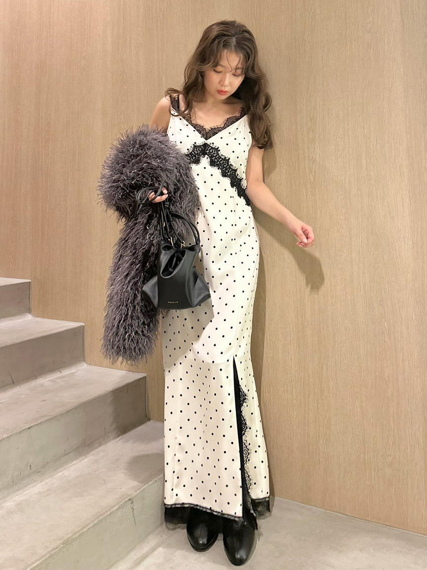 WEB限定カラー]レーストリムキャミワンピース(マキシ・ロング