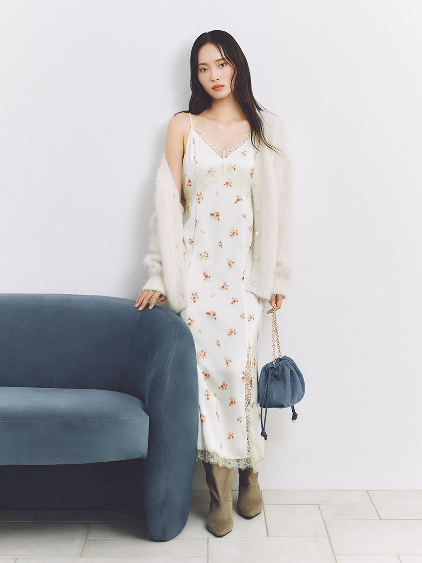 WEB限定カラー]レーストリムキャミワンピース(マキシ・ロング