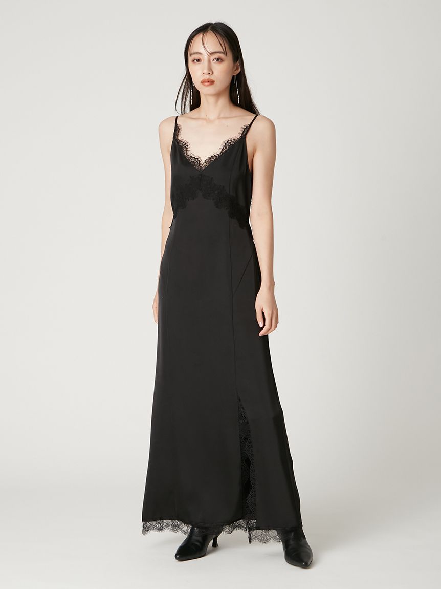 WEB限定カラー]レーストリムキャミワンピース(マキシ・ロング