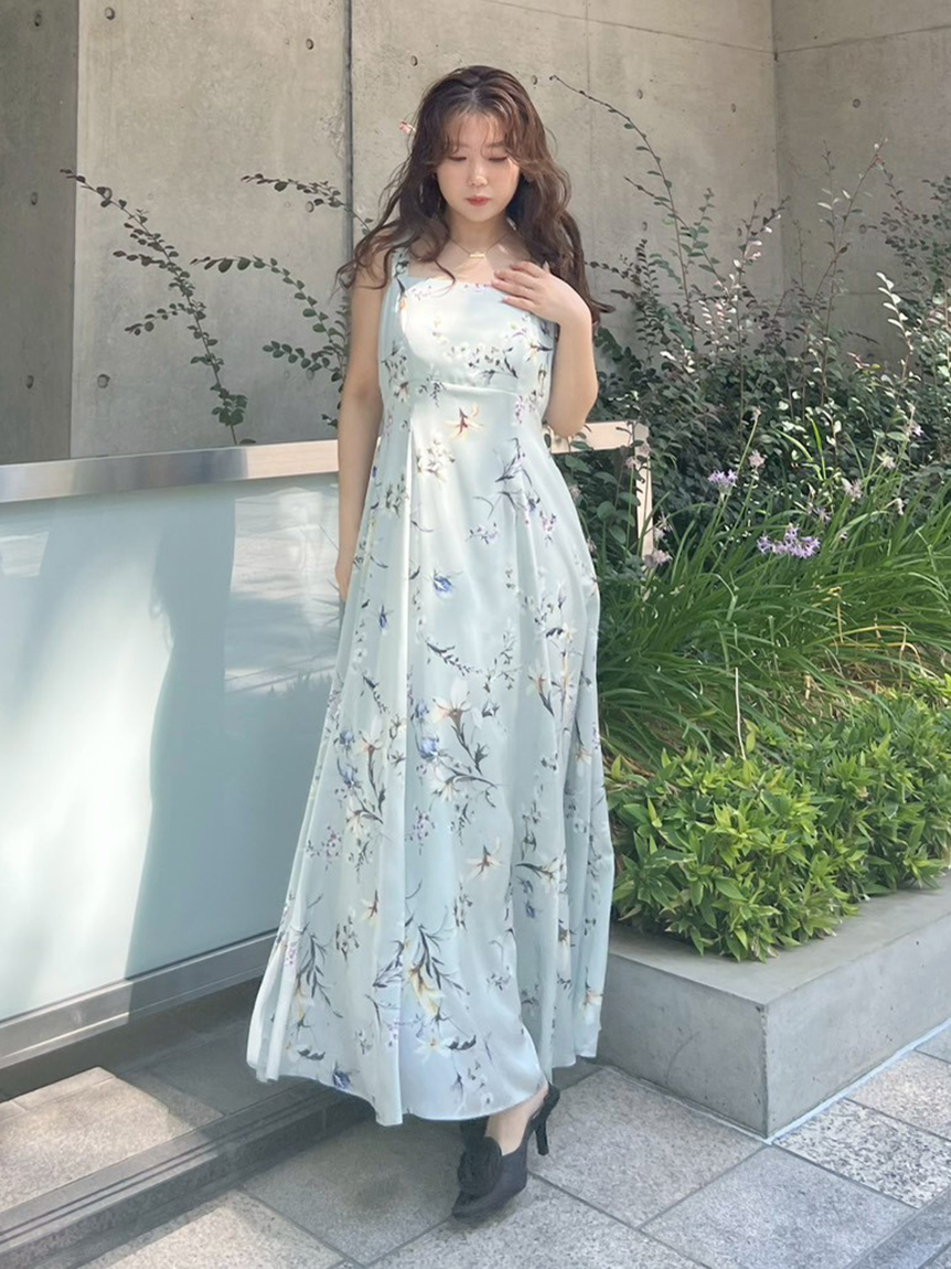 限定カラー・00サイズ】リボンディテールフローラルワンピース(マキシ