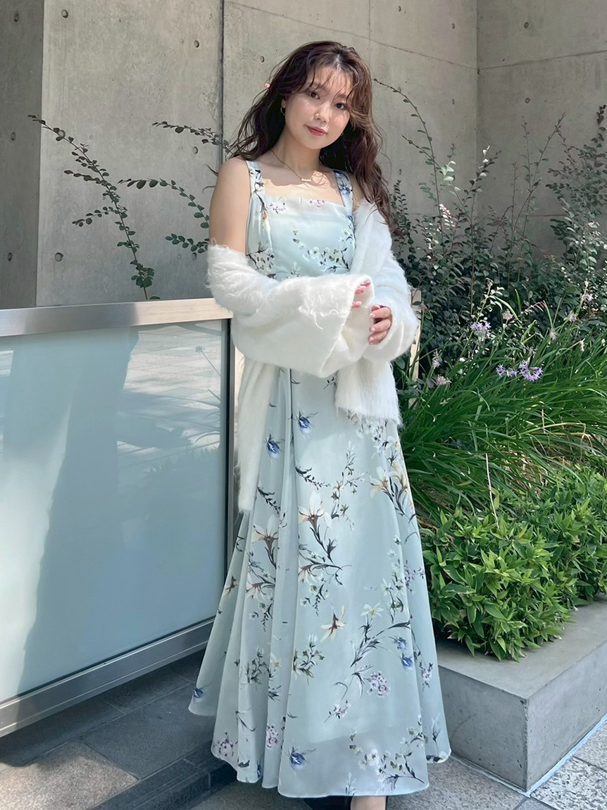 限定カラー・00サイズ】リボンディテールフローラルワンピース