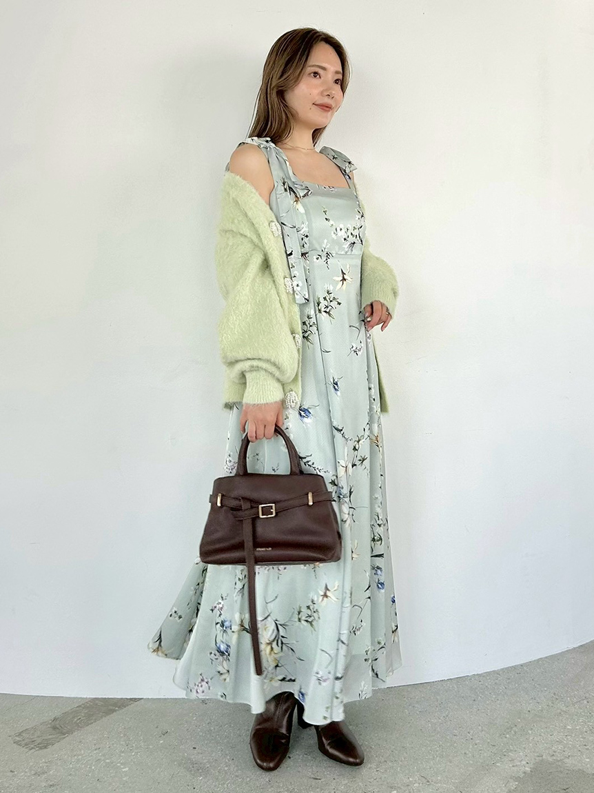 限定カラー・00サイズ】リボンディテールフローラルワンピース(マキシ