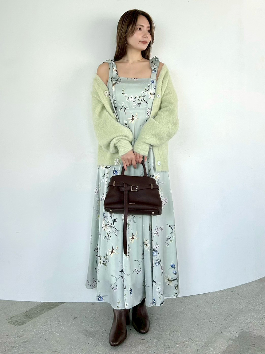 限定カラー・00サイズ】リボンディテールフローラルワンピース(マキシ