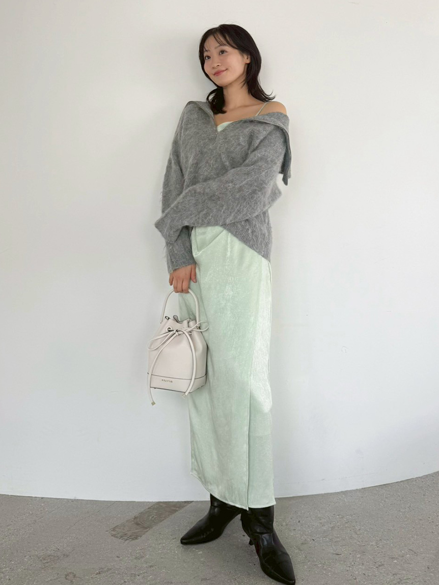 限定カラー】ドレープサテンキャミソールワンピース(マキシ