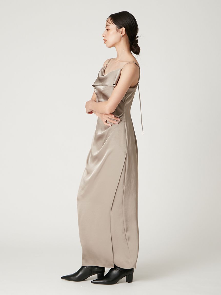 限定カラー】ドレープサテンキャミソールワンピース(マキシ