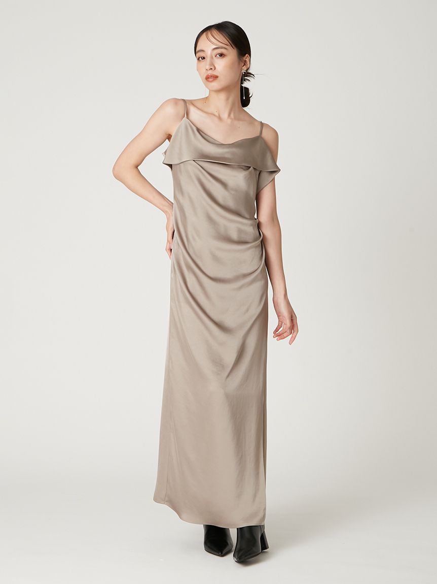 限定カラー】ドレープサテンキャミソールワンピース(マキシ