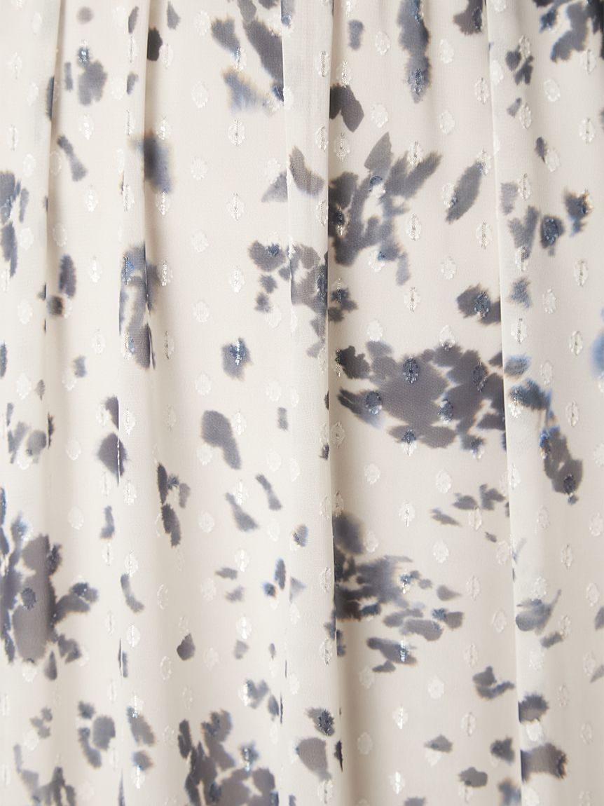 ボウタイプリーツプリントワンピース(マキシ・ロングワンピース