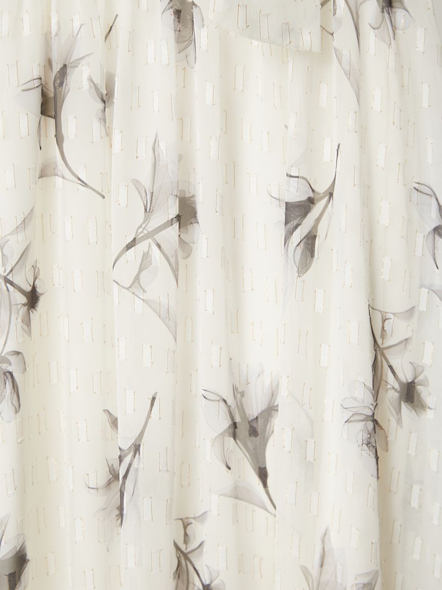 ボウタイプリーツプリントワンピース(マキシ・ロングワンピース